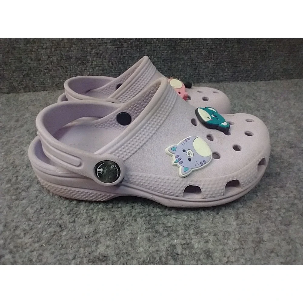 Crocs Kids Classic Clog Lavender Purple Character Charms C10 Slip On Shoes